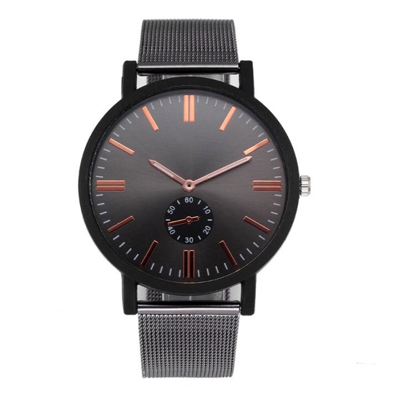 ΡΟΛΟΙ Ανδρικό quartz μαύρο,λουράκι ατσάλι,GENEVA Casual A03A27-621