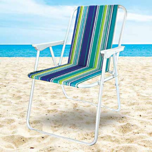 ΚΑΡΕΚΛΑ Θαλάσσης Ριγέ με Μεταλλικό Σκελετό 52x48x76cm NEWEST 1215TSL-C