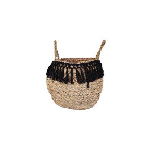 ΚΑΛΑΘΙ Τσάντα Ψάθινη με Κρόσια 30/38x30cm MASTERSHOP 00.06.6784