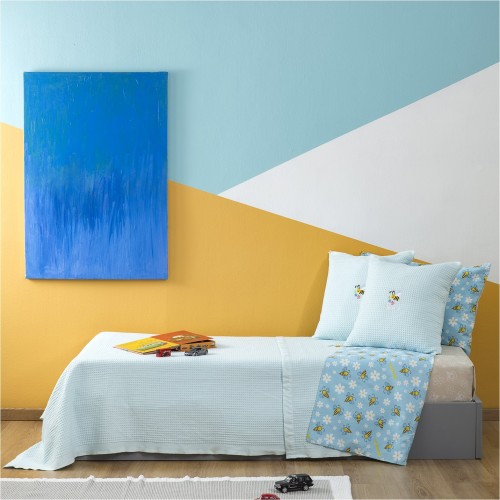 Κουβέρτα Παιδική, 100% βαμβάκι, 160x240cm, Μέλισσα, Σιέλ ZOUZOUNIA ZOU-BD-260