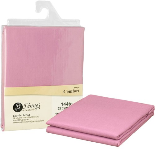 ΣΕΝΤΟΝΙ διπλό 225x260cm 100% βαμβακερό 144 κλωστές ροζ FENNEL BSTC-225260-PK