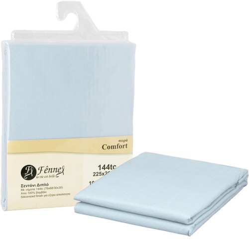 ΣΕΝΤΟΝΙ διπλό 225x260cm 100% βαμβακερό 144 κλωστές θαλασσί FENNEL BSTC-225260-CN