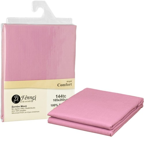 ΣΕΝΤΟΝΙ μονό 165x260cm 100% βαμβακερό 144 κλωστές ροζ FENNEL BSTC-165260-PK