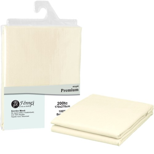 ΣΕΝΤΟΝΙ μονό 170x270 (3+1) 100% βαμβ. περκάλι πενιέ, siliconized, 200 κλωστές, εκρού FENNEL P200-FS1-BR