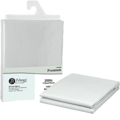 ΣΕΝΤΟΝΙ μονό 170x270 (3+1) 100% βαμβ. περκάλι πενιέ, siliconized, 200 κλωστές, γκρι FENNEL P200-FS1-GR
