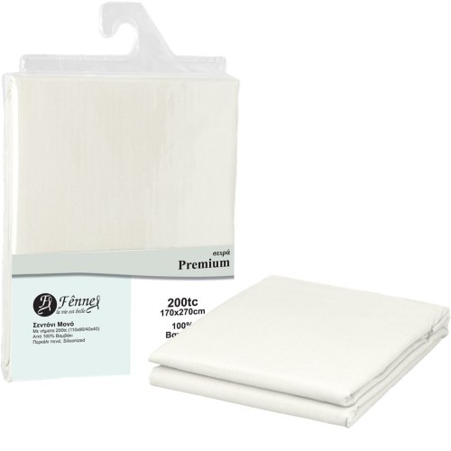 ΣΕΝΤΟΝΙ μονό 170x270 (3+1) 100% βαμβ. περκάλι πενιέ, siliconized, 200 κλωστές, πάγου FENNEL P200-FS1-WHW