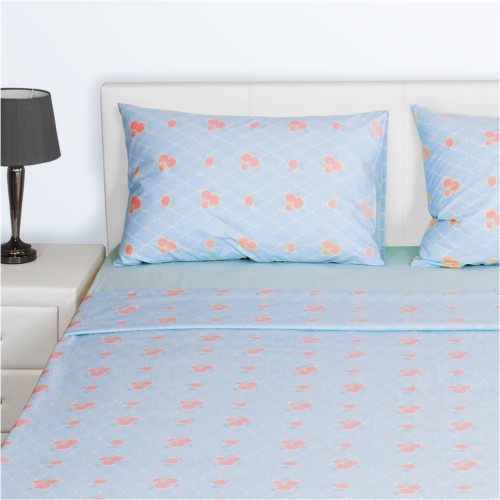 Σετ Μαξ/κη + Παπλωματοθήκη μονή, 160X220cm, 100% βαμβ., 144 κλωστές, siliconized, λουλούδι γαλάζιο FENNEL DC-S1-PFL-CN