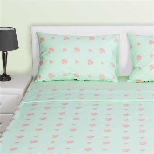 Σετ Μαξ/κη + Παπλωματοθήκη μονή, 160X220cm, 100% βαμβ., 144 κλωστές, siliconized, λούλουδι πράσινο FENNEL DC-S1-PFL-GN