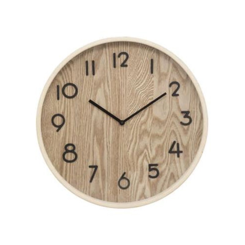 Ρολόι τοίχου ξύλινο φυσικό χρ. Φ38cm 07.193109