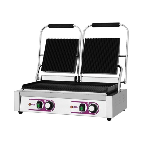 Τοστιέρα Ραβδωτή Διπλή, 56.5x36xΥ21.5cm, Πλάκες (πάνω [2x]24x28cm/κάτω 50x28cm), 3.6Kw, Karamco PG-813A 52216